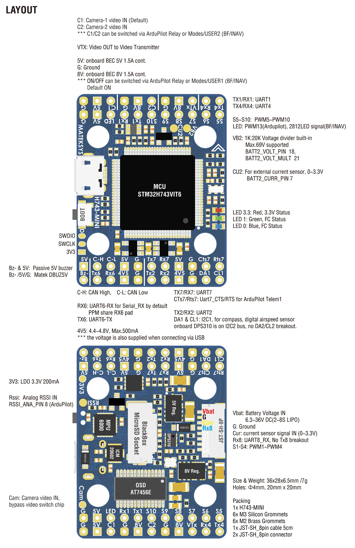 Matek H743-Mini Flight Controller - Image 3